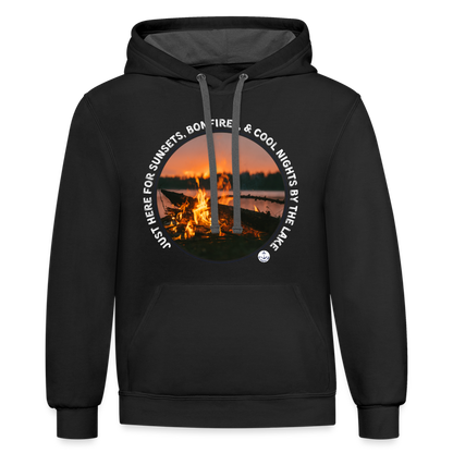 Sunsets & Bonfires Fall Contrast Color Lake Hoodie - black/asphalt