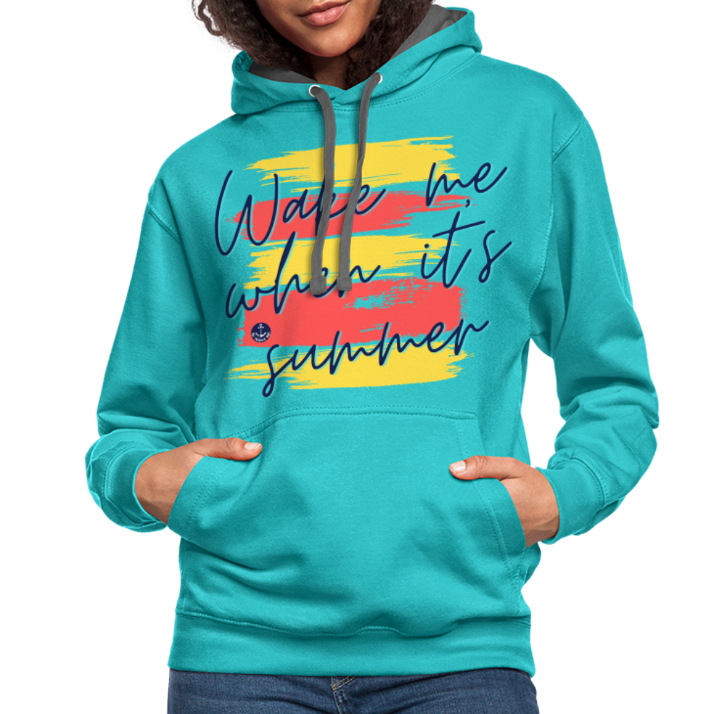 Wake Me When It's Summer Contrast Hood Lake Hoodie - scuba blue/asphalt