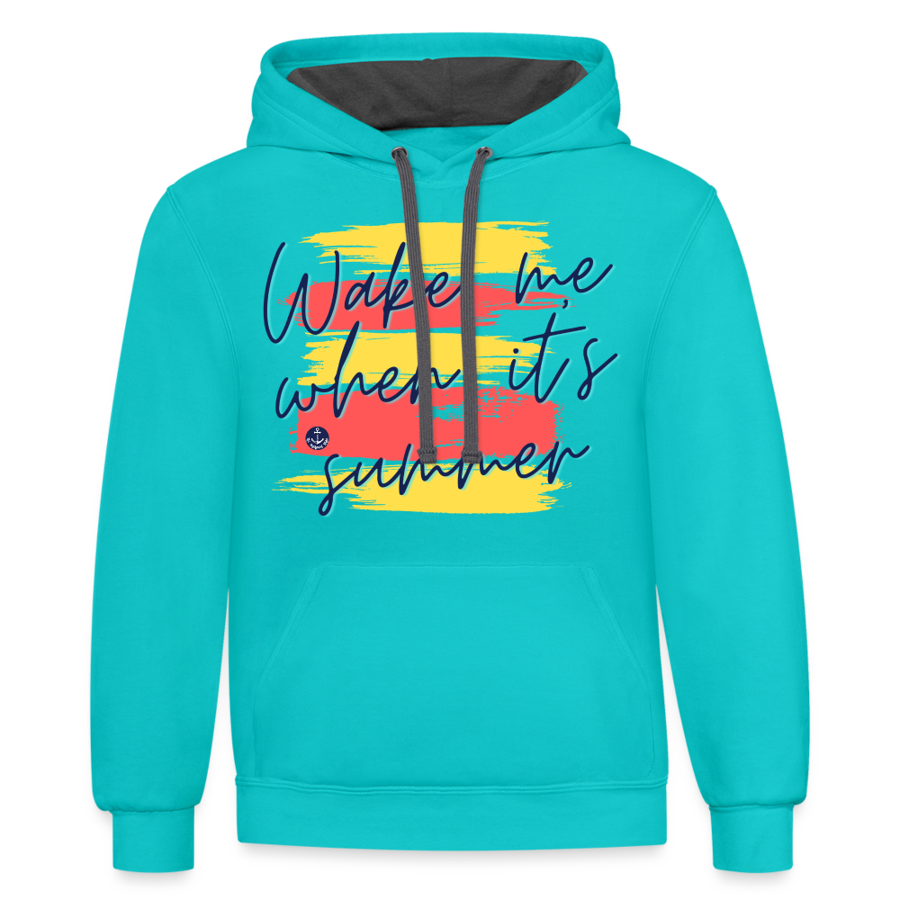 Wake Me When It's Summer Contrast Hood Lake Hoodie - scuba blue/asphalt