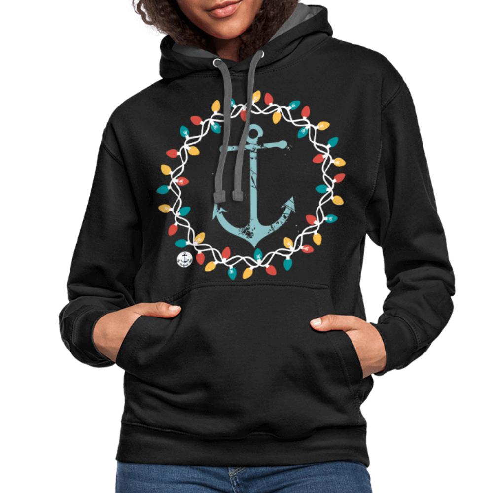 Anchor Christmas Wreath Contrast Lake Hoodie - black/asphalt