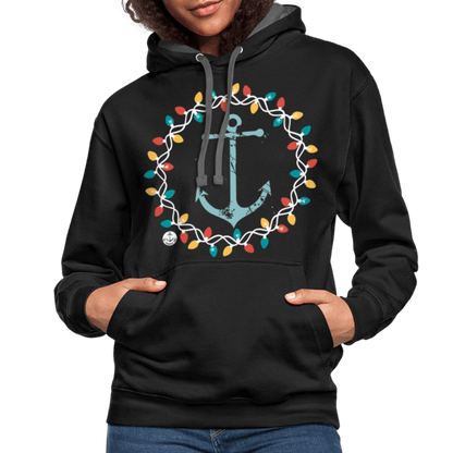 Anchor Christmas Wreath Contrast Lake Hoodie - black/asphalt