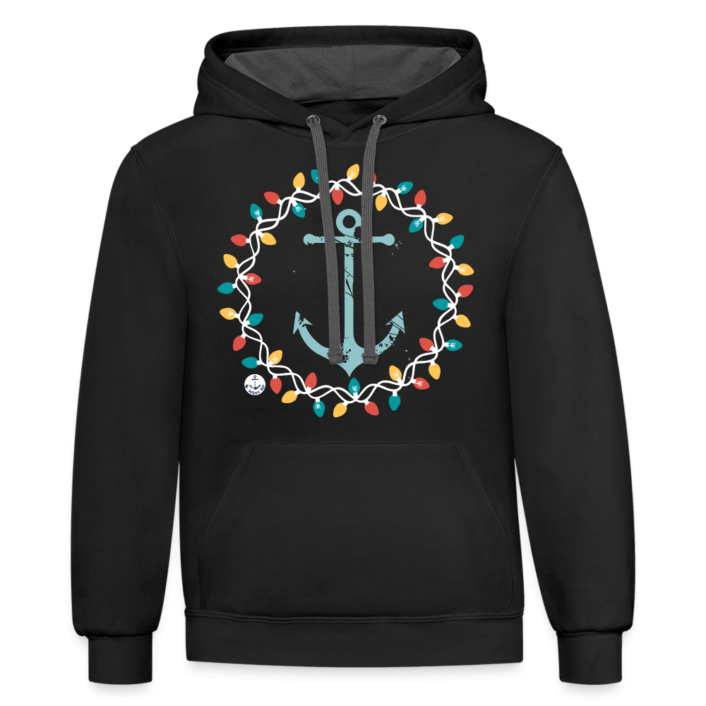 Anchor Christmas Wreath Contrast Lake Hoodie - black/asphalt