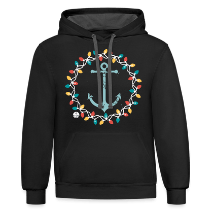 Anchor Christmas Wreath Contrast Lake Hoodie - black/asphalt