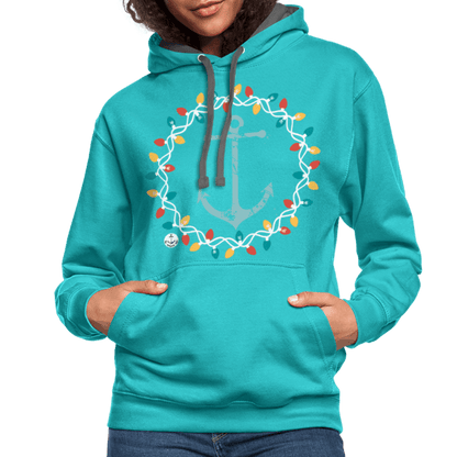 Anchor Christmas Wreath Contrast Lake Hoodie - scuba blue/asphalt