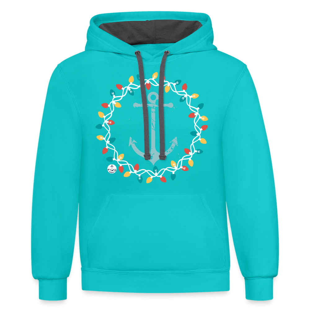 Anchor Christmas Wreath Contrast Lake Hoodie - scuba blue/asphalt