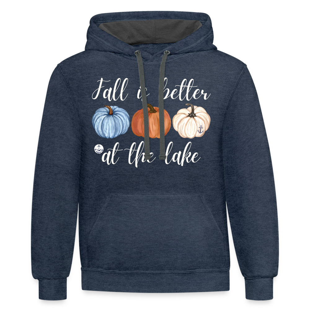 Fall is Better at the Lake Pumpkin Fall Lake Hoodie - indigo heather/asphalt