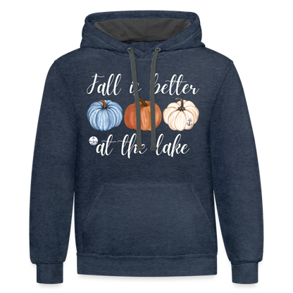 Fall is Better at the Lake Pumpkin Fall Lake Hoodie - indigo heather/asphalt