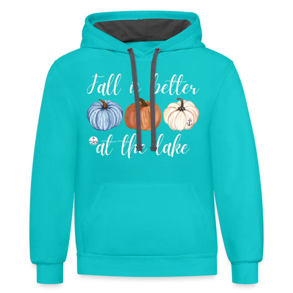 Fall is Better at the Lake Pumpkin Fall Lake Hoodie - scuba blue/asphalt