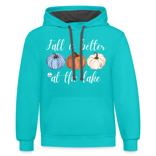 Fall is Better at the Lake Pumpkin Fall Lake Hoodie - scuba blue/asphalt