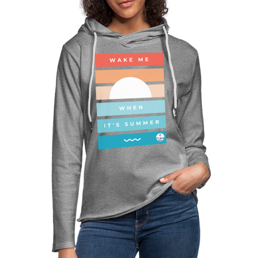Wake Me When Its Summer Lightweight Terry Hoodie - heather gray