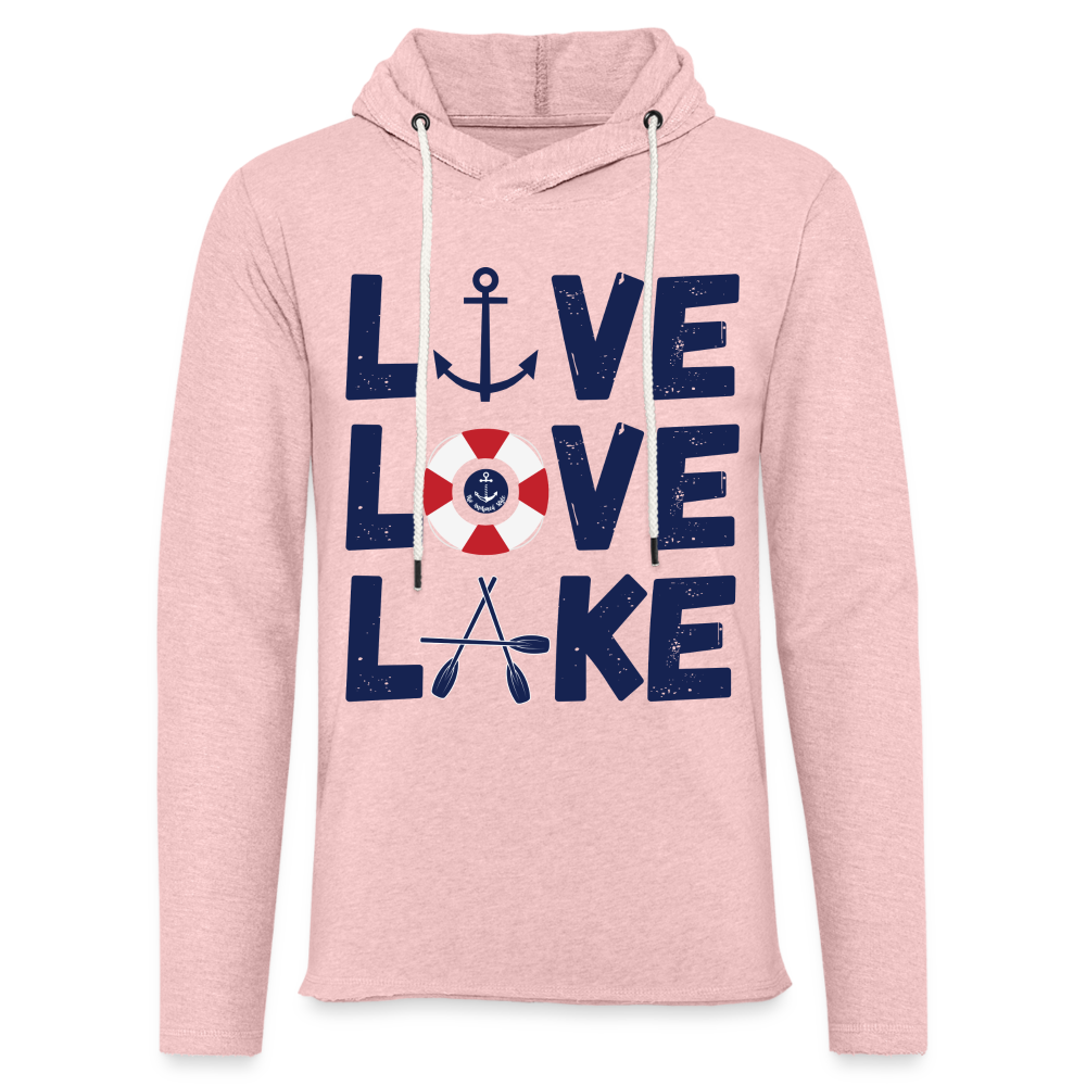 Live Love Lake Lightweight Terry Lake Hoodie - cream heather pink