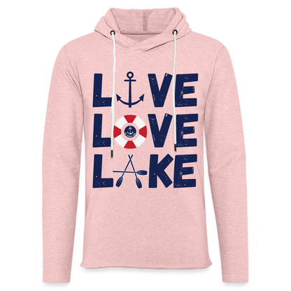 Live Love Lake Lightweight Terry Lake Hoodie - cream heather pink