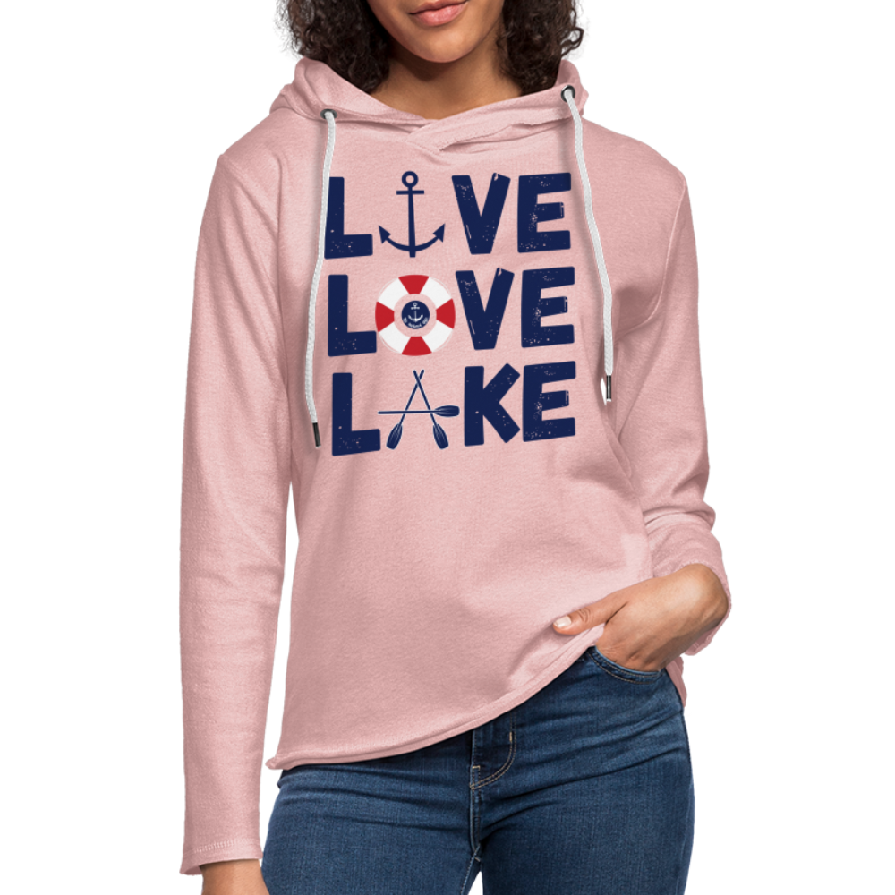 Live Love Lake Lightweight Terry Lake Hoodie - cream heather pink