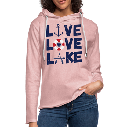 Live Love Lake Lightweight Terry Lake Hoodie - cream heather pink