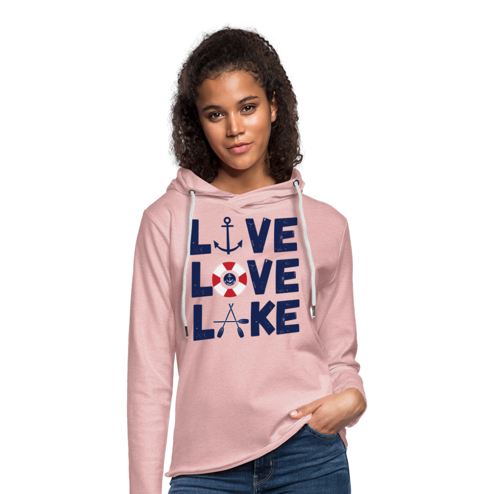 Live Love Lake Lightweight Terry Lake Hoodie - cream heather pink