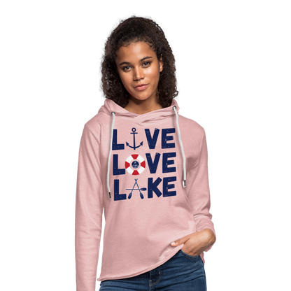 Live Love Lake Lightweight Terry Lake Hoodie - cream heather pink