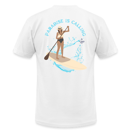 Paradise is Calling Lake Tee, Super Soft - white