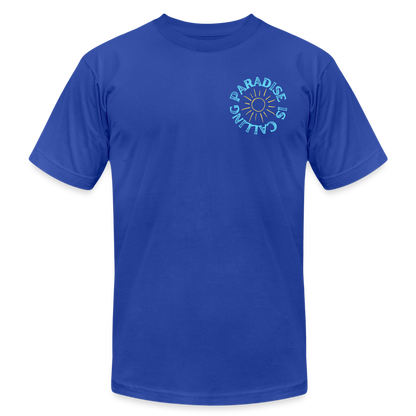 Paradise is Calling Lake Tee, Super Soft - royal blue