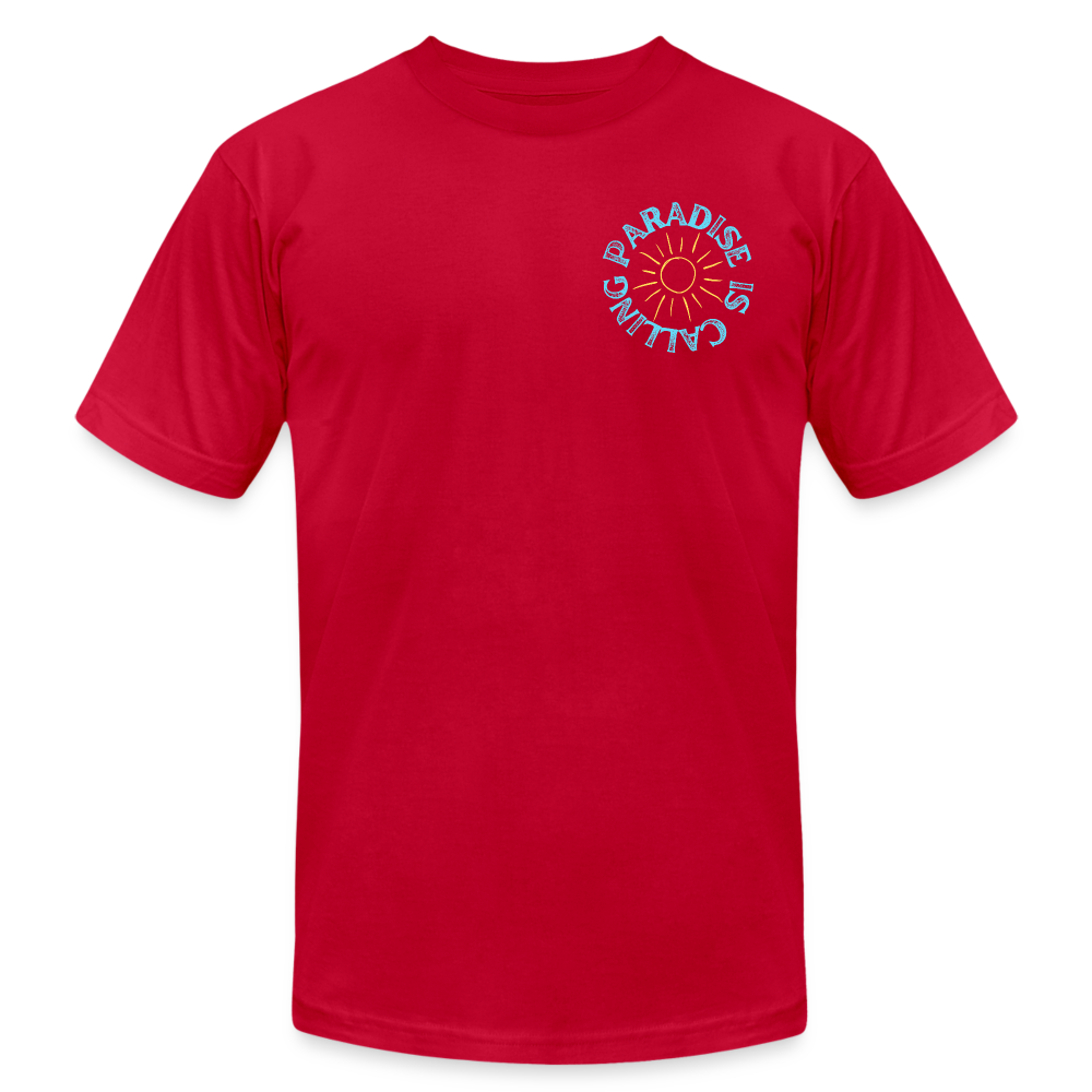 Paradise is Calling Lake Tee, Super Soft - red