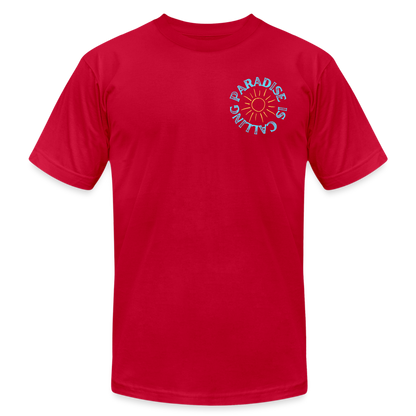 Paradise is Calling Lake Tee, Super Soft - red