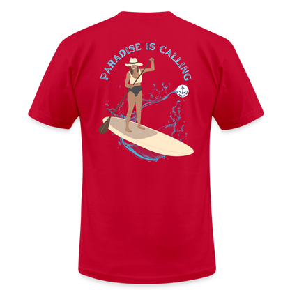 Paradise is Calling Lake Tee, Super Soft - red