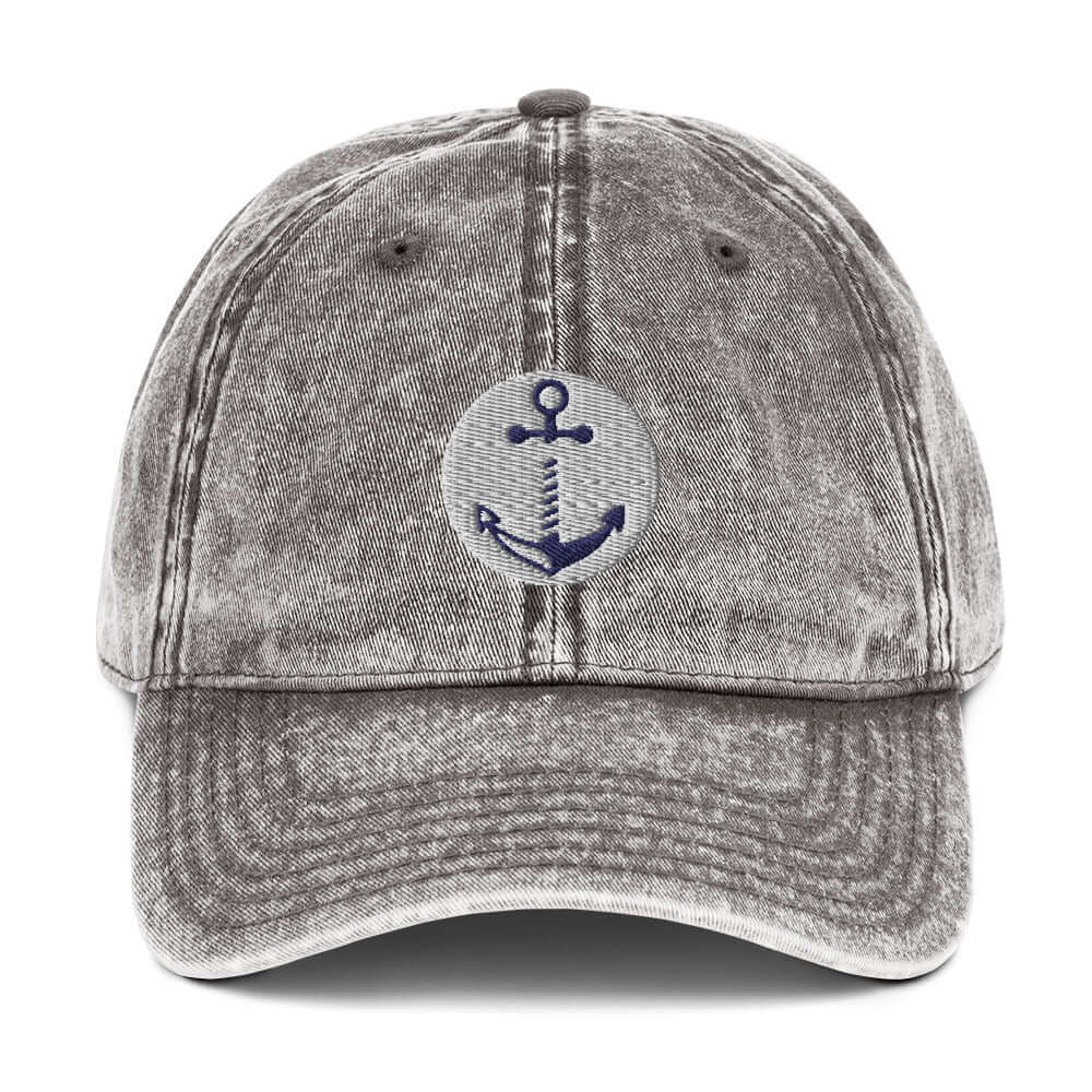 Anchor Embroidered Vintage Cotton Twill Cap Lake Hat